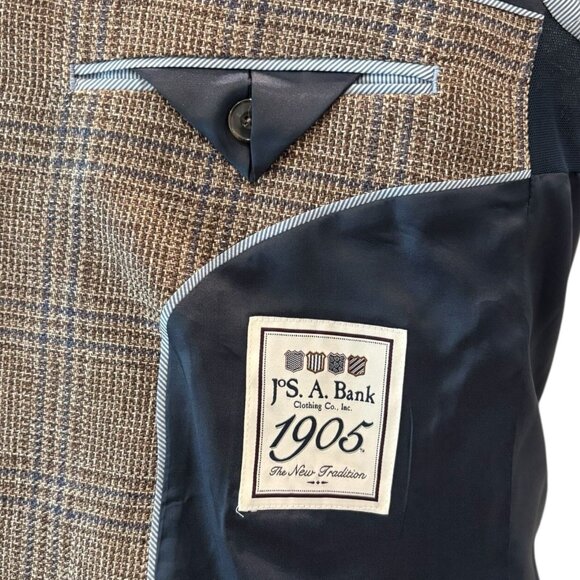 Jos. A.‎ Bank 1905 Brown Plaid Blazer 42L Linen Wool Tailored Fit - Picture 7 of 8